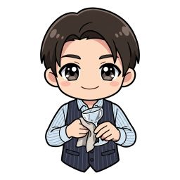 お会計をご案内するボーイスタッフのイメージイラスト
